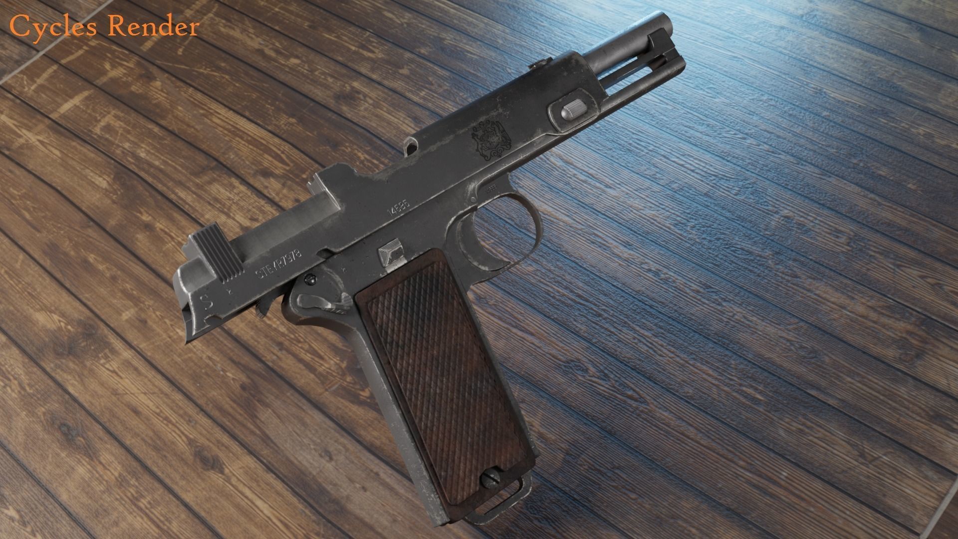 Steyr Hahn M1912 M12 gun Low-poly 3D model_6