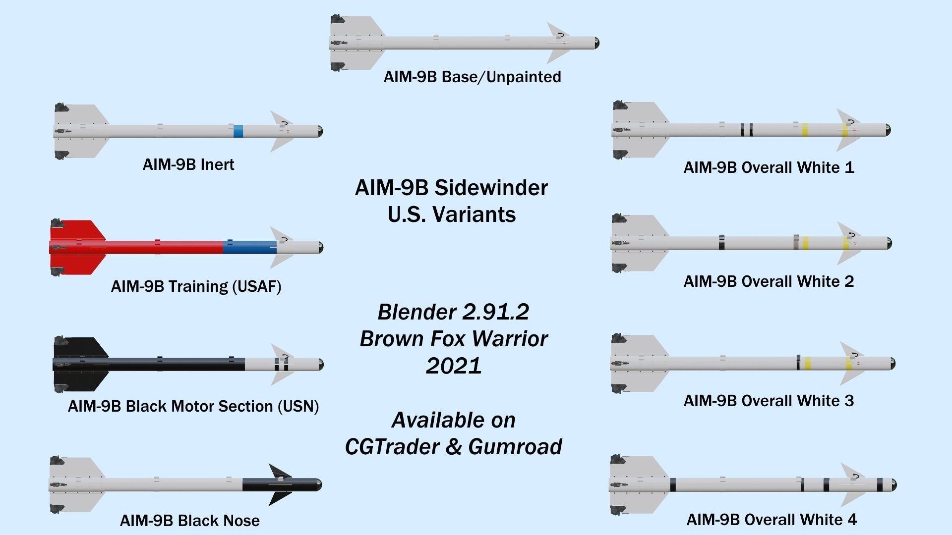 AIM-9B Sidewinder USAF and USN 3D model_2