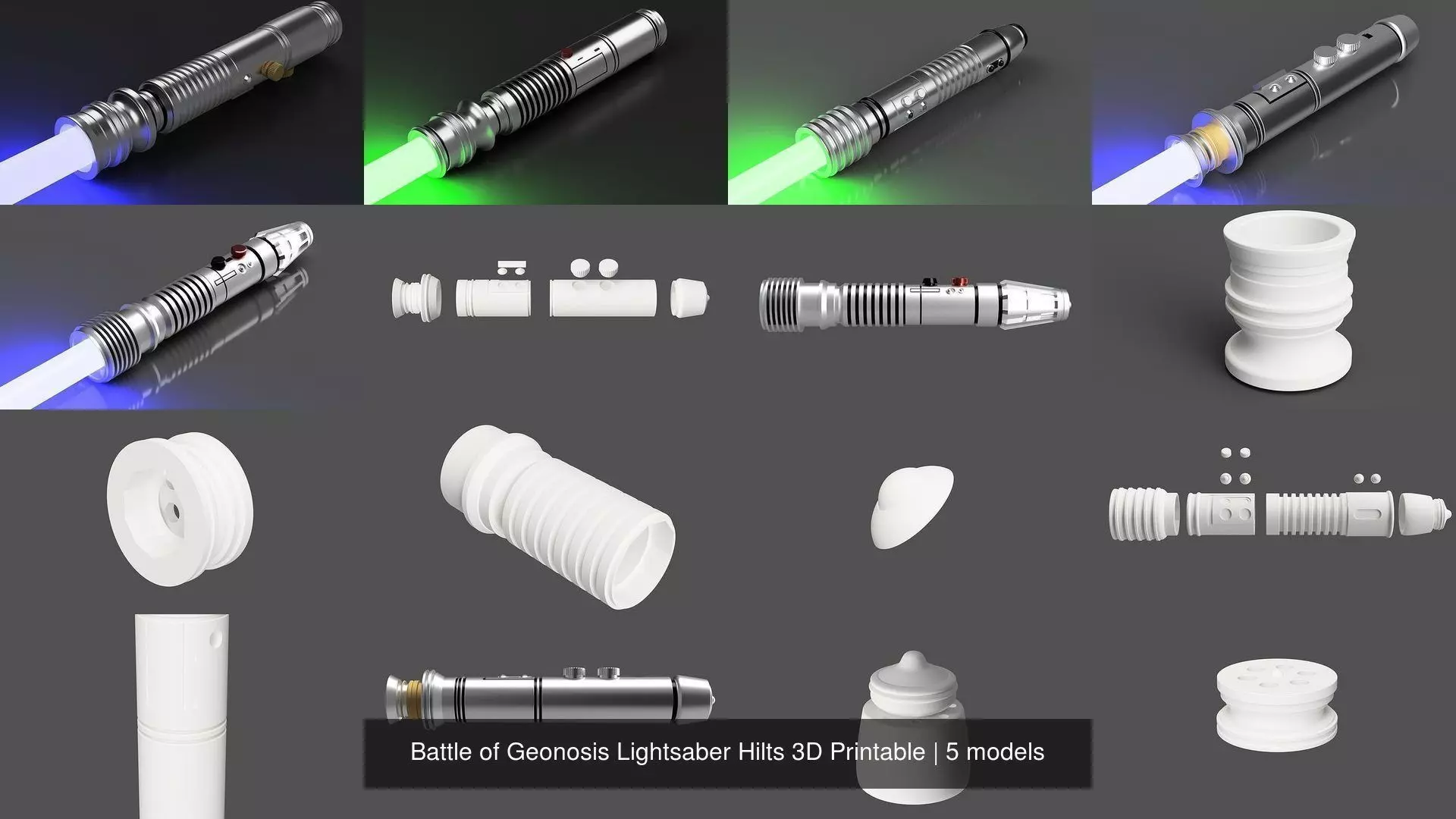 Battle of Geonosis Lightsaber Hilts 3D Printable 3D Model Collection_6