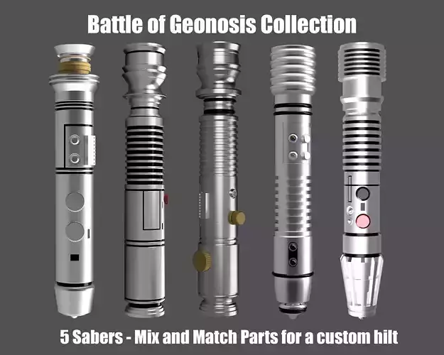 Battle of Geonosis Lightsaber Hilts 3D Printable 3D Model Collection