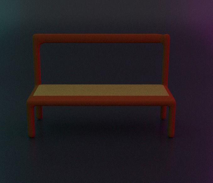 Bench Low-poly 3D model_1