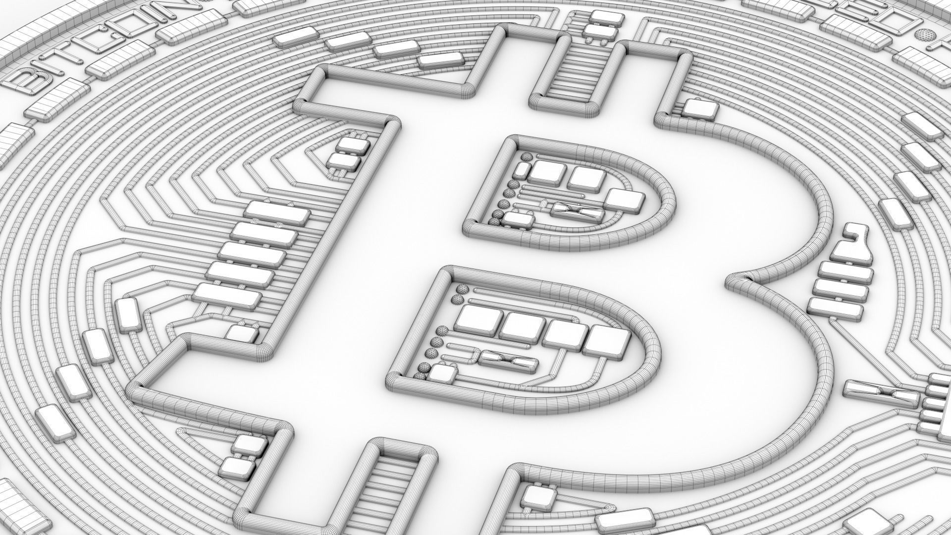 BitCoin - HiPoly and LowPoly 3D model_6