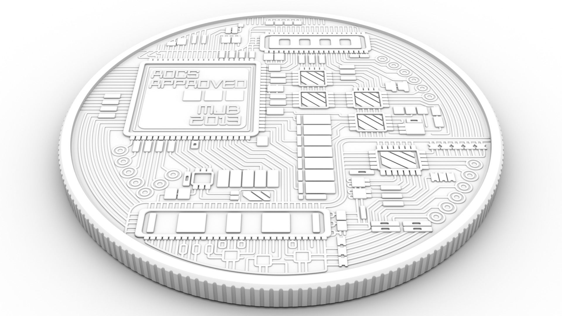 BitCoin - HiPoly and LowPoly 3D model_5