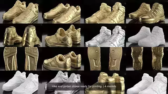 nike and jordan shoes ready for printing  3D Model Collection
