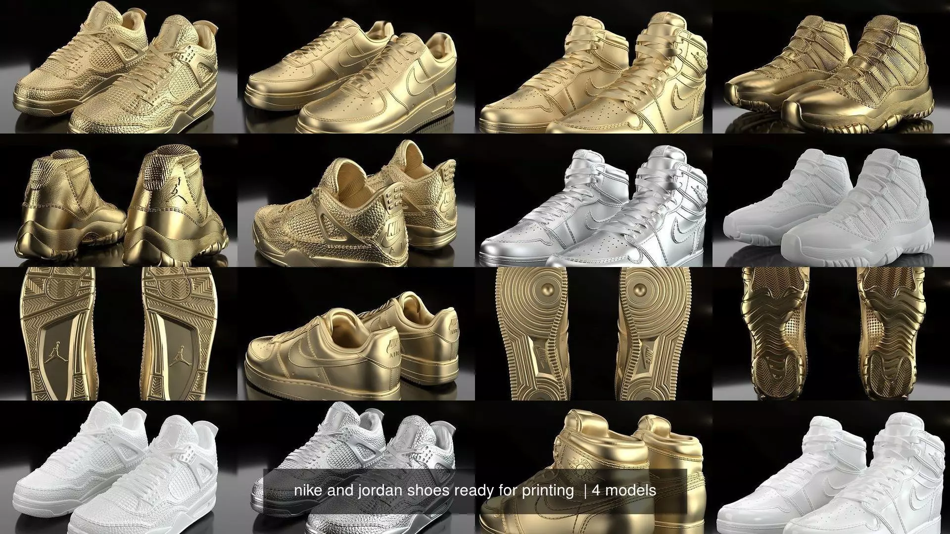  nike and jordan shoes ready for printing  3D Model Collection_0