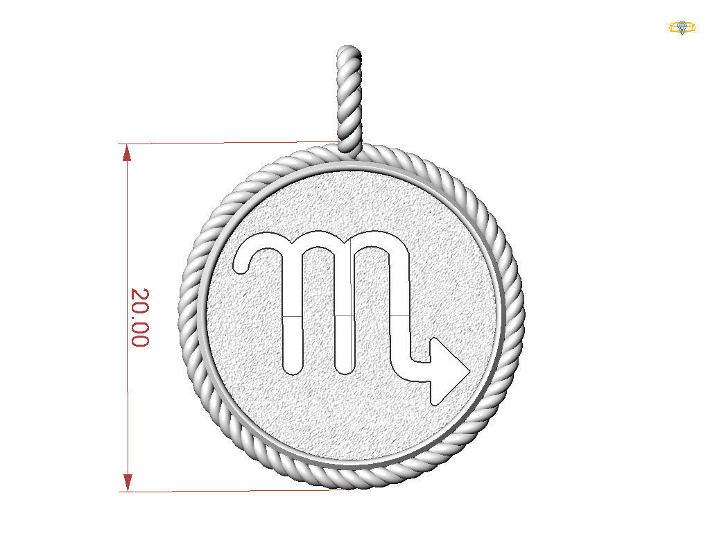 Zodiac Sign Pendant scorpio 3D print model_19