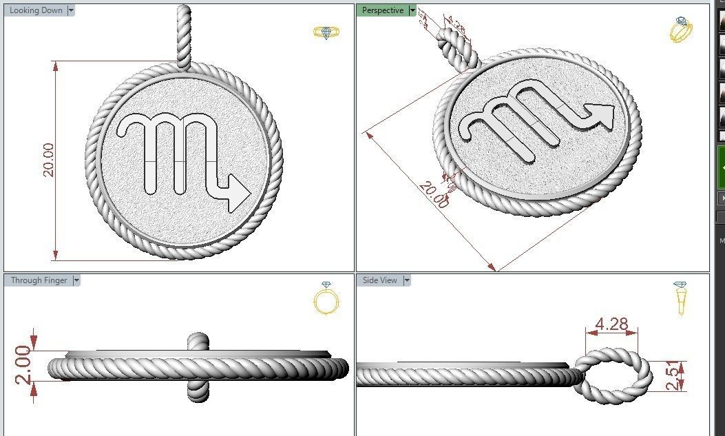 Zodiac Sign Pendant scorpio 3D print model_1