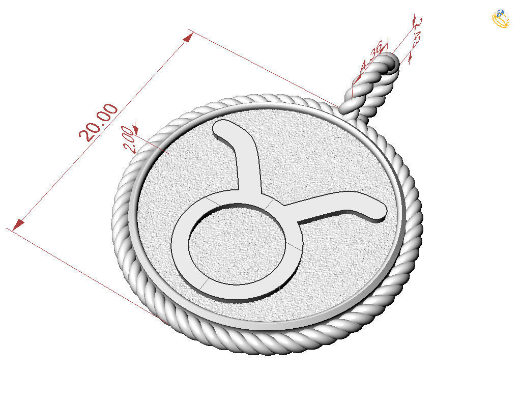 Zodiac Sign Pendant Taurus 3D print model_19