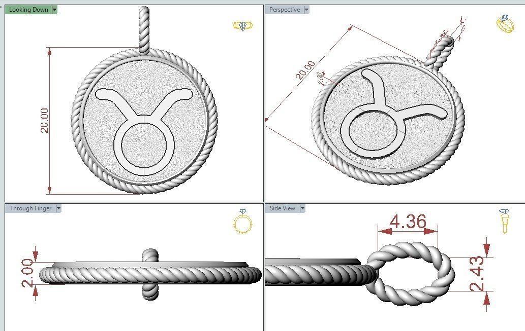 Zodiac Sign Pendant Taurus 3D print model_1