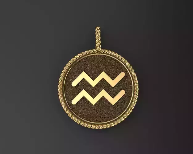 Zodiac Sign Pendant Aquarius 3D print model