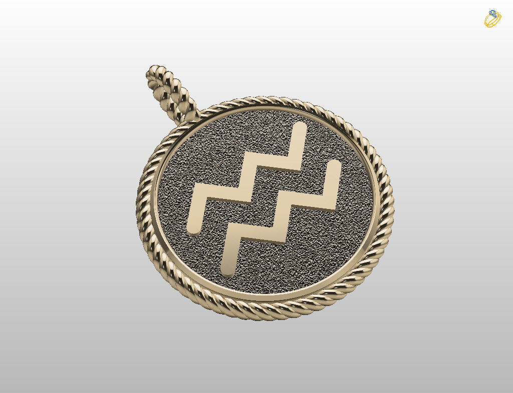 Zodiac Sign Pendant Aquarius 3D print model_23
