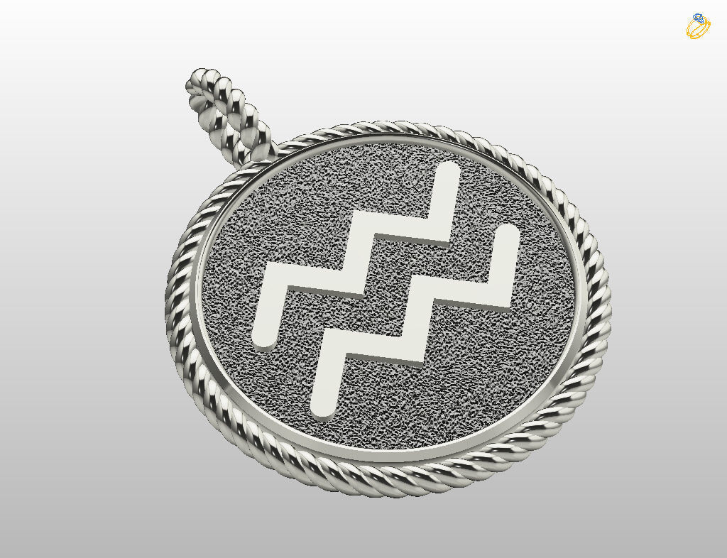 Zodiac Sign Pendant Aquarius 3D print model_6