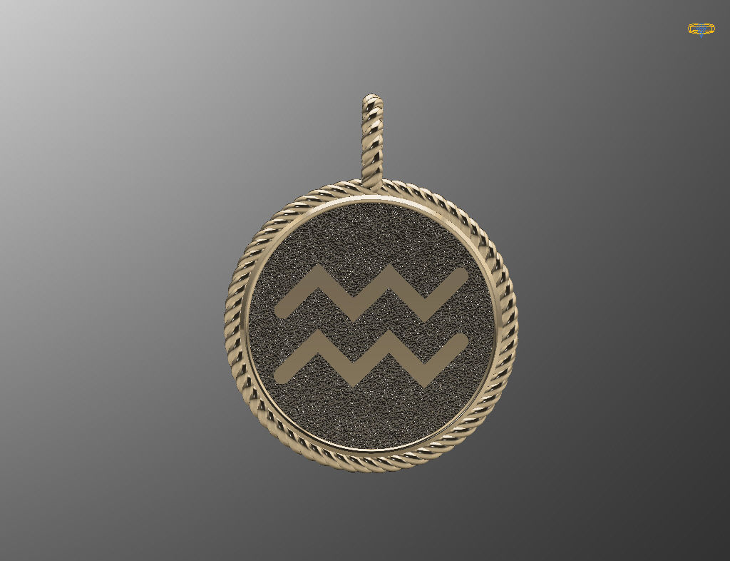 Zodiac Sign Pendant Aquarius 3D print model_21
