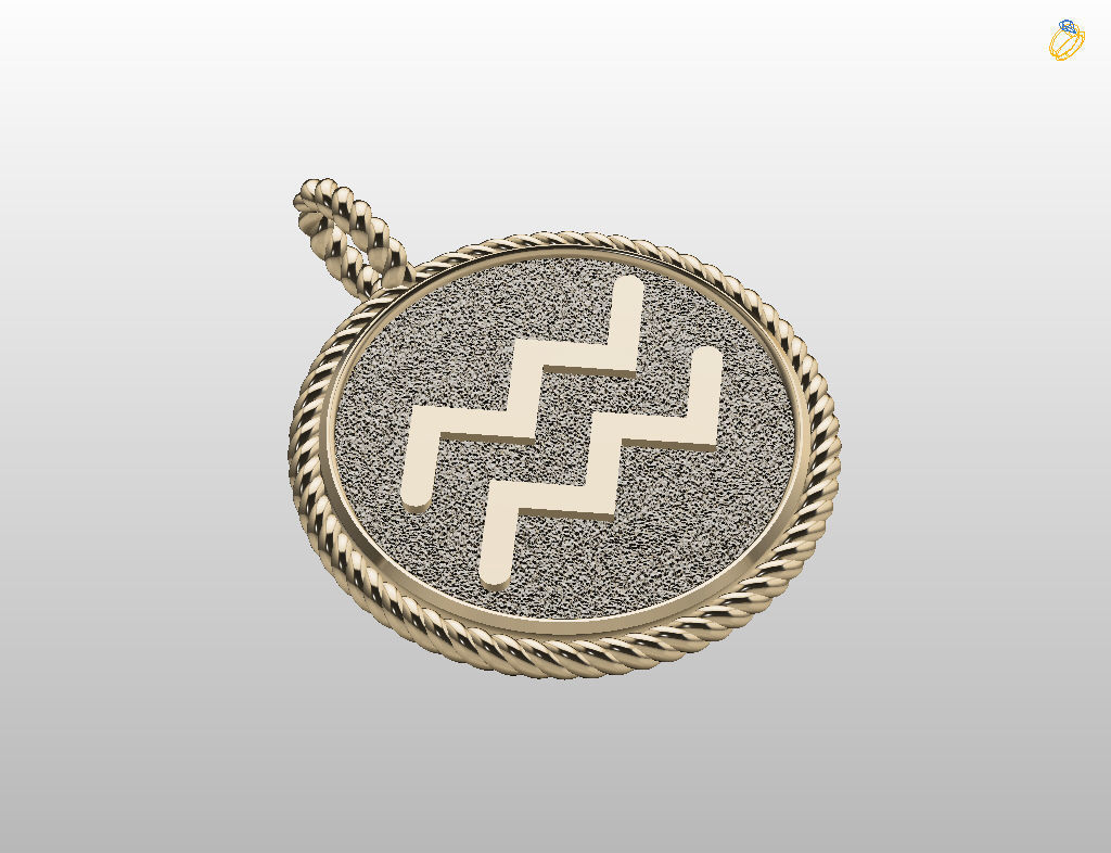 Zodiac Sign Pendant Aquarius 3D print model_27