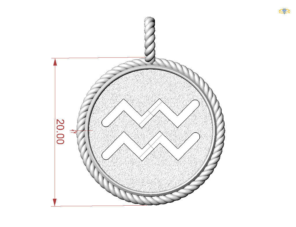 Zodiac Sign Pendant Aquarius 3D print model_20