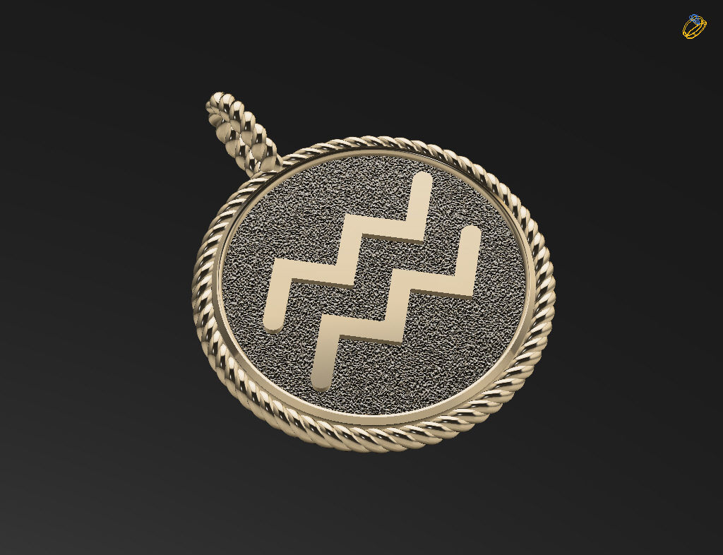 Zodiac Sign Pendant Aquarius 3D print model_22