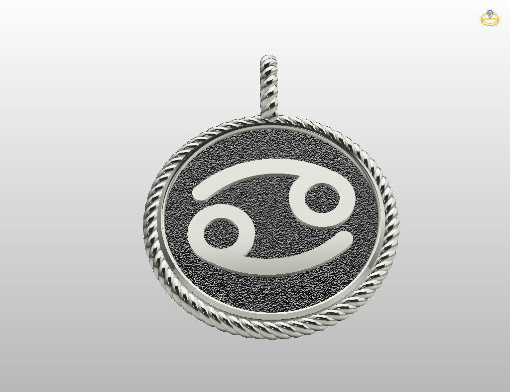 Zodiac Sign Pendant cancer 3D print model_27