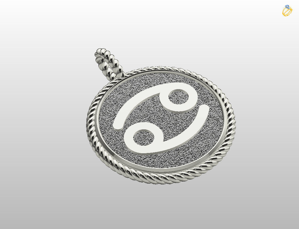 Zodiac Sign Pendant cancer 3D print model_28