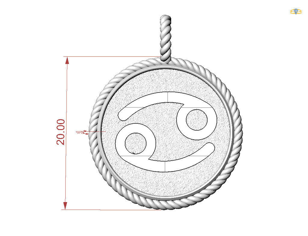 Zodiac Sign Pendant cancer 3D print model_19