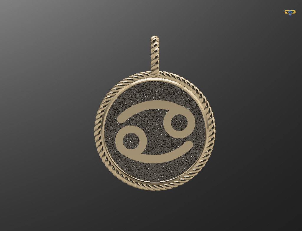 Zodiac Sign Pendant cancer 3D print model_21