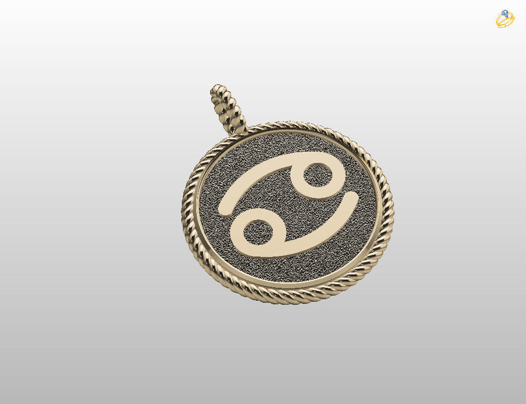 Zodiac Sign Pendant cancer 3D print model_24