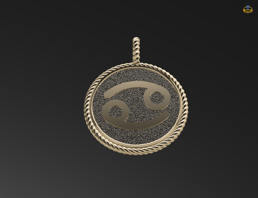 Zodiac Sign Pendant cancer 3D print model_23