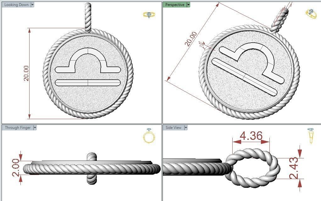 Zodiac Sign Pendant Scales libra 3D print model_1