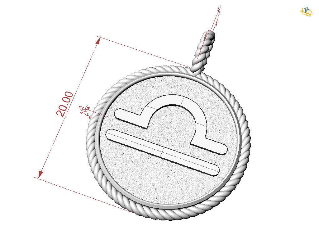 Zodiac Sign Pendant Scales libra 3D print model_19