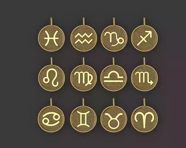 Collection of Zodiac sign pendants 