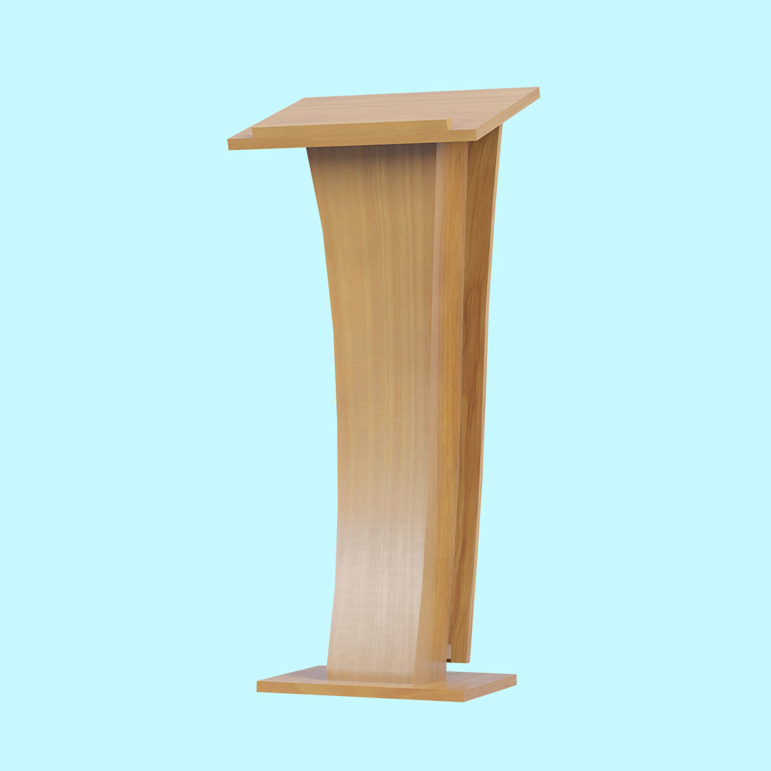 Wooden Curve Podium Low-poly 3D model_4