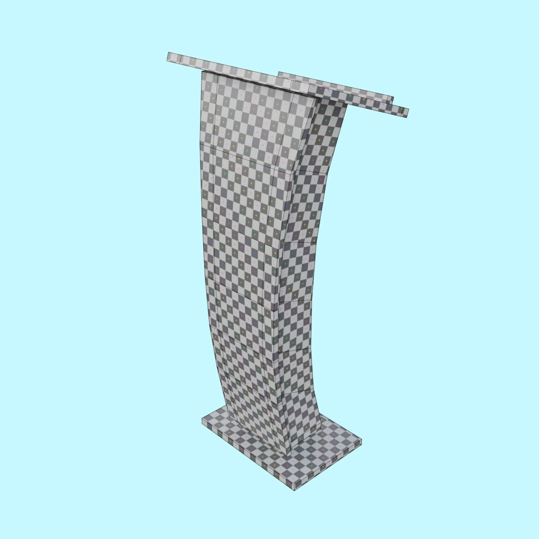 Wooden Curve Podium Low-poly 3D model_25