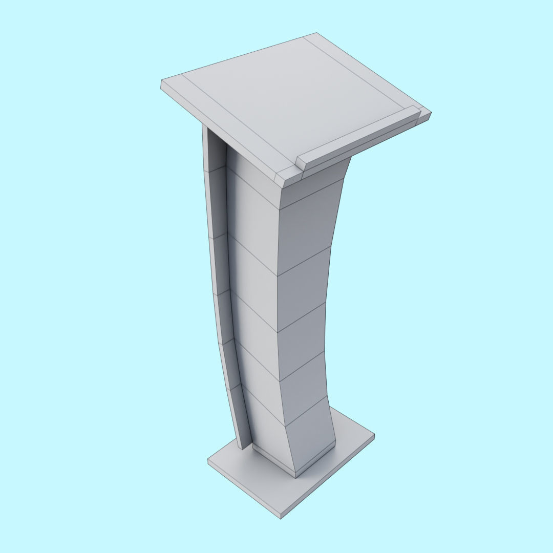 Wooden Curve Podium Low-poly 3D model_23