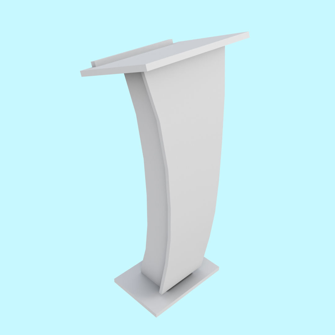 Wooden Curve Podium Low-poly 3D model_11