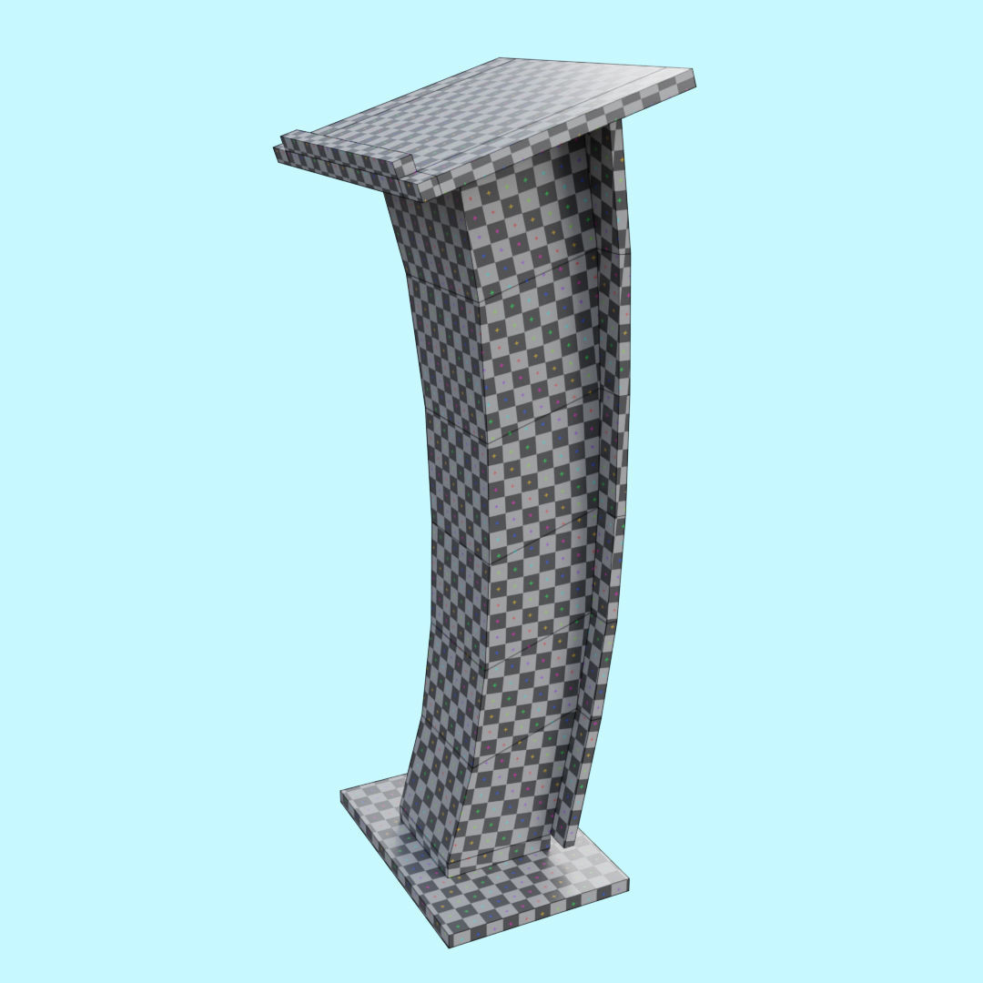 Wooden Curve Podium Low-poly 3D model_27