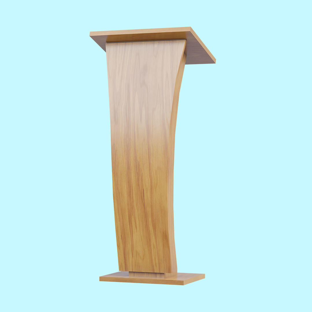 Wooden Curve Podium Low-poly 3D model_1