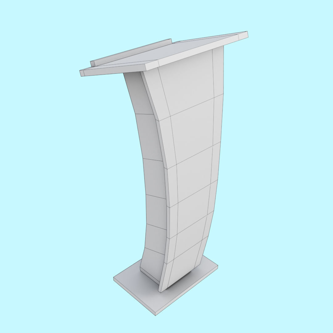 Wooden Curve Podium Low-poly 3D model_18