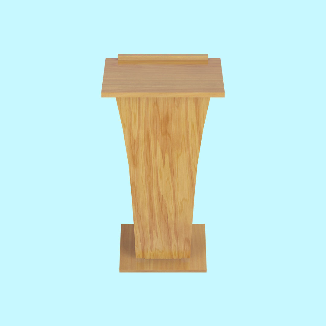 Wooden Curve Podium Low-poly 3D model_7