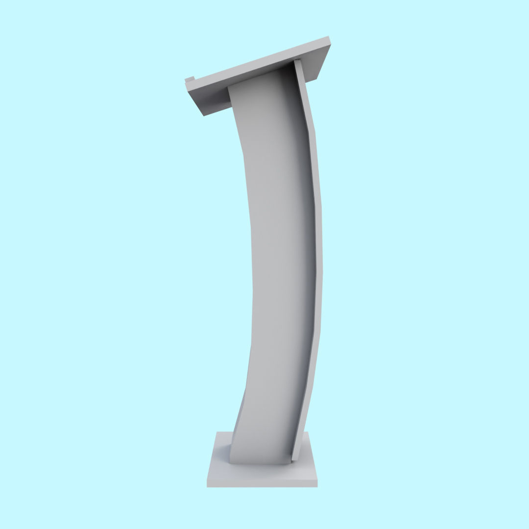 Wooden Curve Podium Low-poly 3D model_15