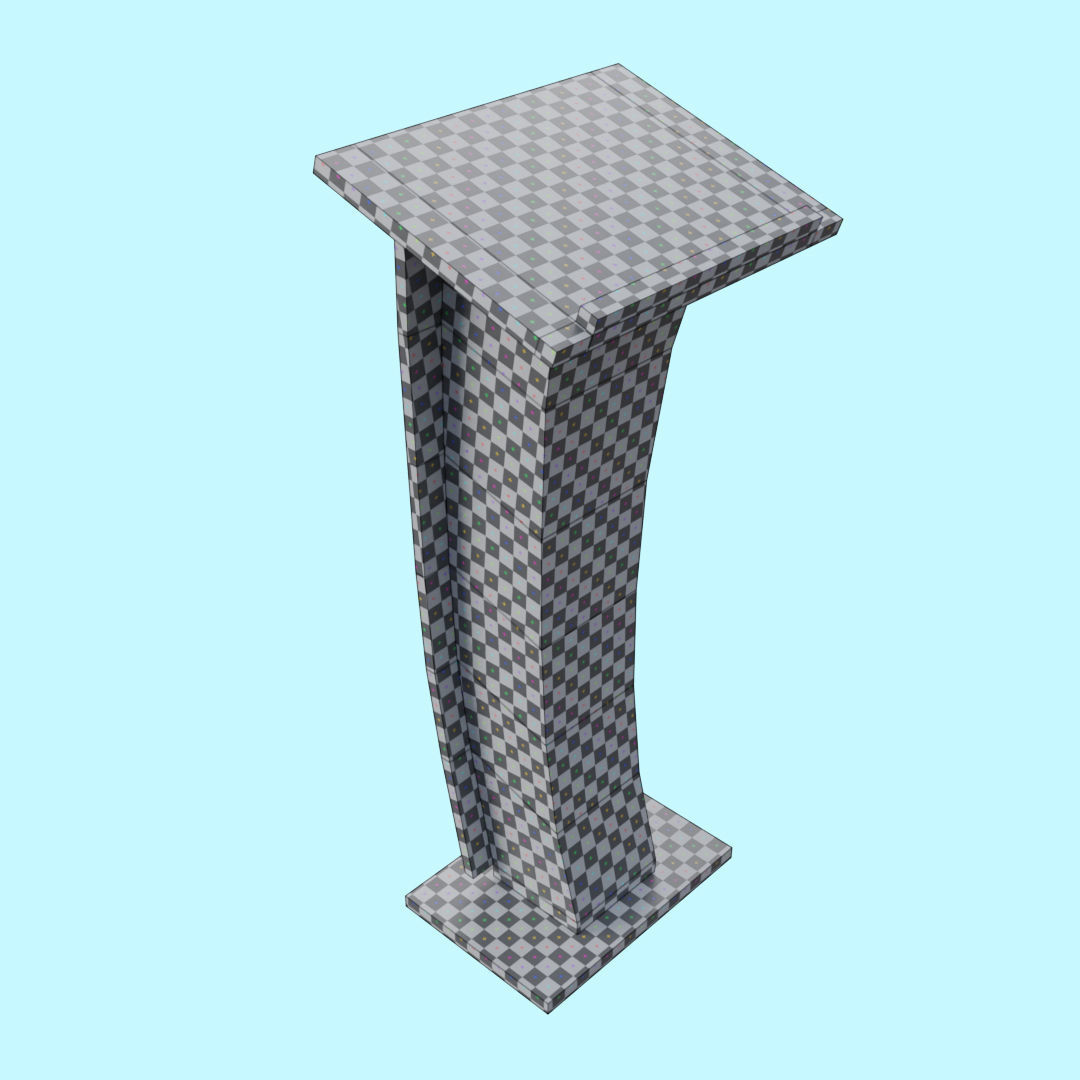 Wooden Curve Podium Low-poly 3D model_31