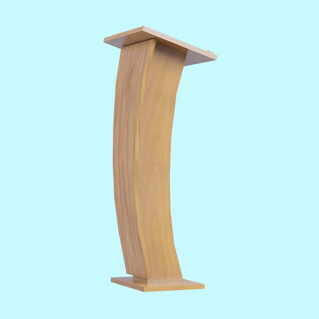 Wooden Curve Podium Low-poly 3D model_2