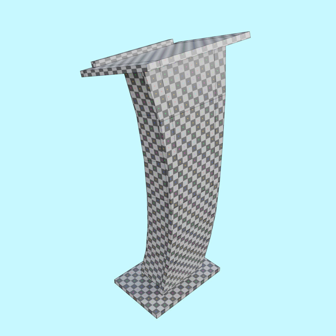 Wooden Curve Podium Low-poly 3D model_26