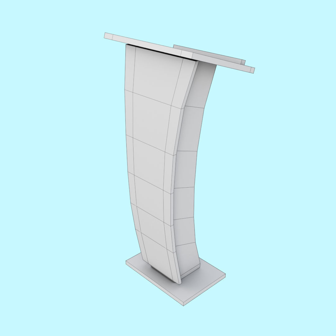 Wooden Curve Podium Low-poly 3D model_24