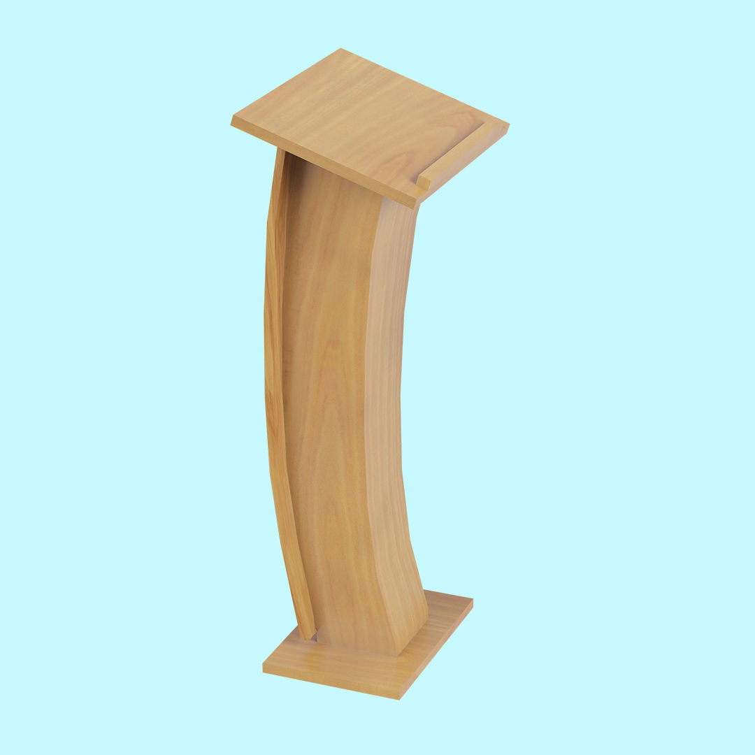 Wooden Curve Podium Low-poly 3D model_8