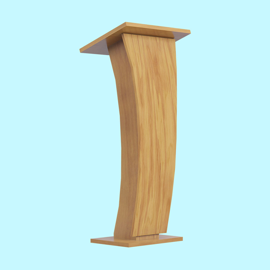 Wooden Curve Podium Low-poly 3D model_5