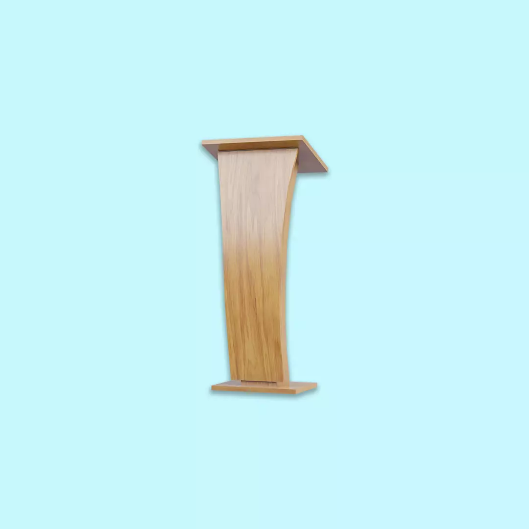 Wooden Curve Podium Low-poly 3D model_0