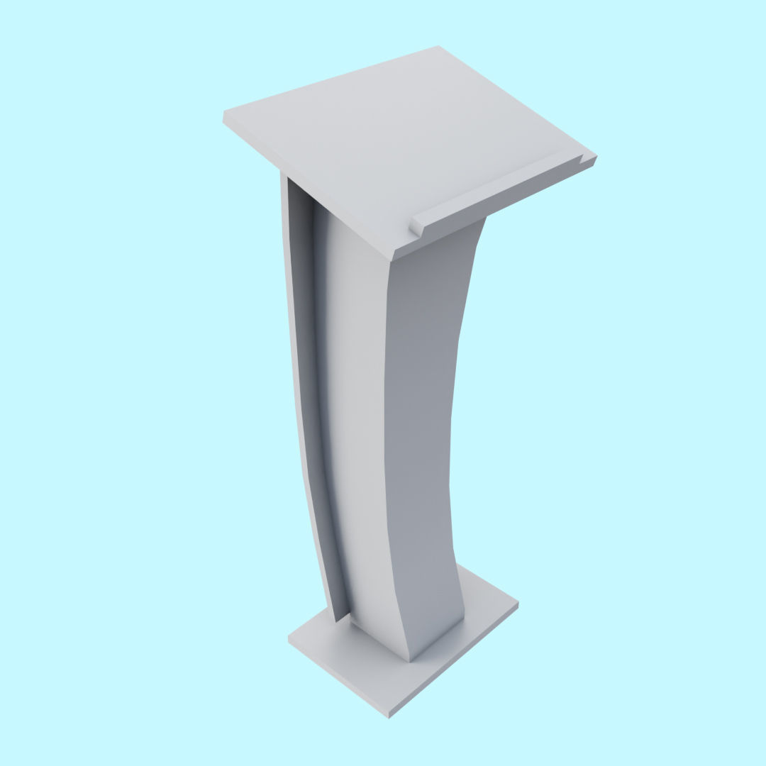 Wooden Curve Podium Low-poly 3D model_16