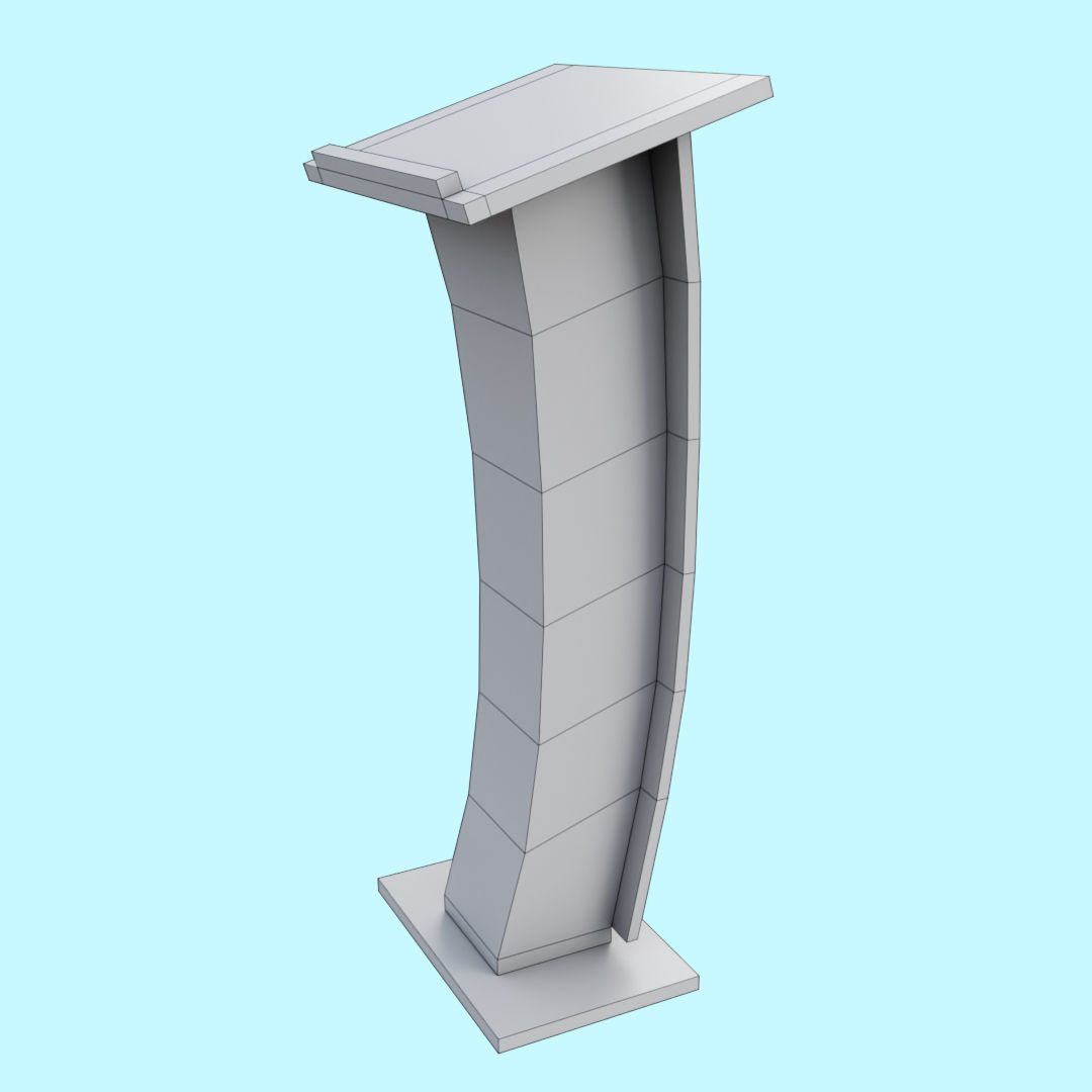 Wooden Curve Podium Low-poly 3D model_19