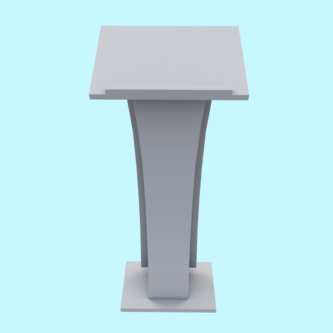 Wooden Curve Podium Low-poly 3D model_14