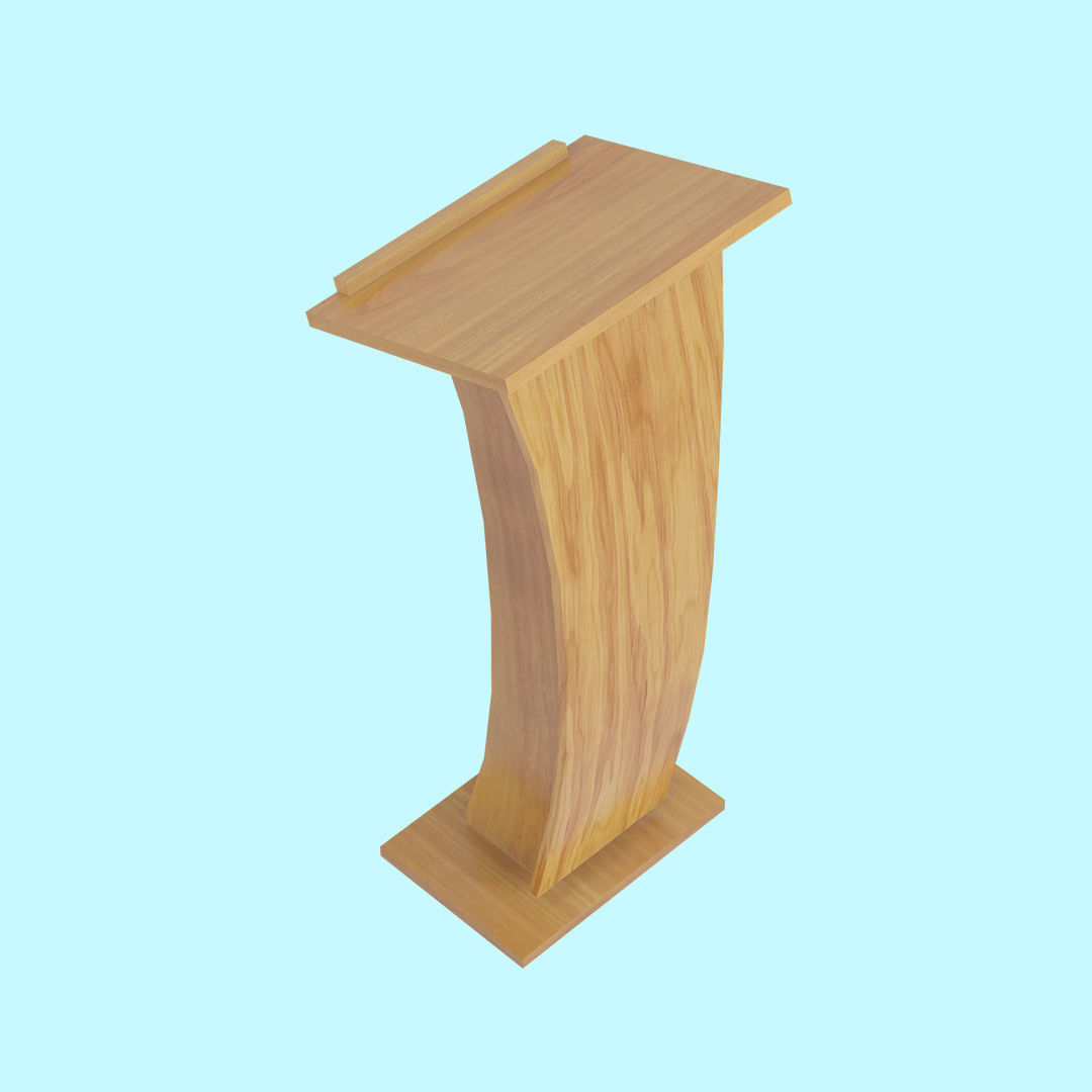 Wooden Curve Podium Low-poly 3D model_6