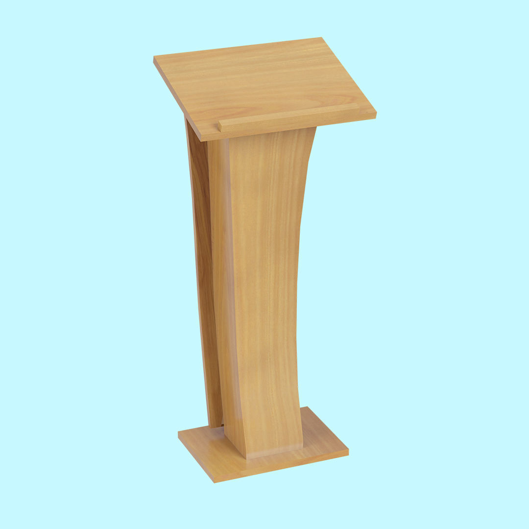 Wooden Curve Podium Low-poly 3D model_9